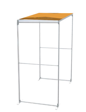 Arche de stand modulaire avec bandeau imprimé sur le dessus